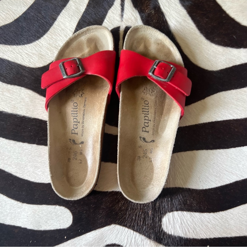 Birkenstock sz 38 red slides sandals